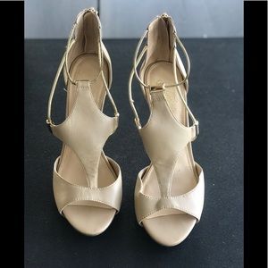 Tan and Gold strappy heels